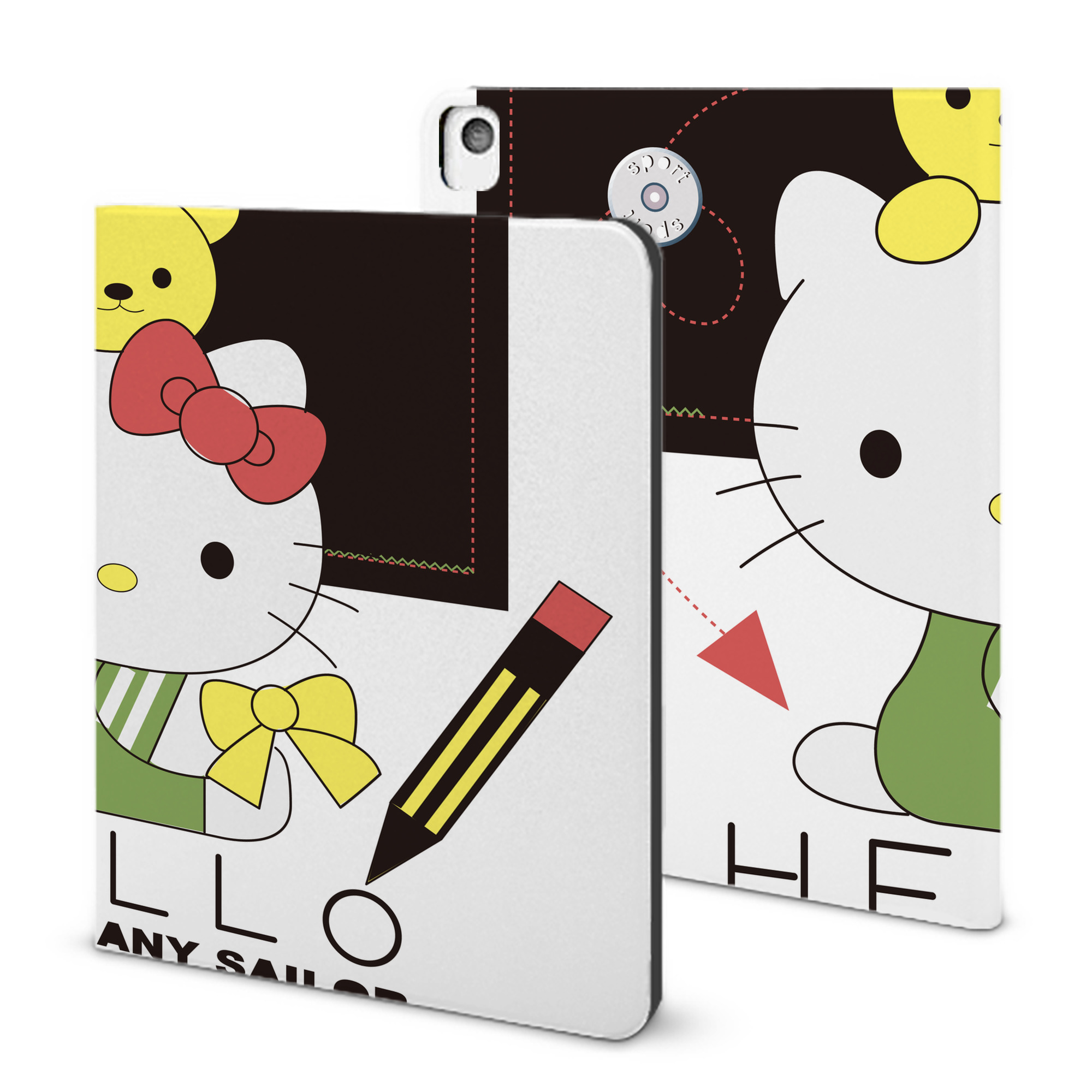 （画像用） Hello Kitty ハローキティ IPadケース ペンホルダー付き ブックスタイルデザイン